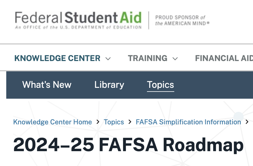  FAFSA roadmap